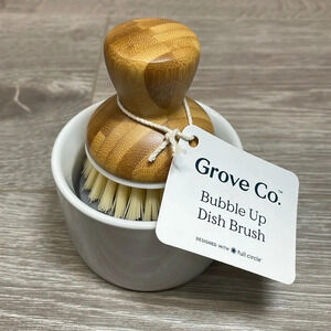 Grove Collaborative Bubble Up Soap Dispenser and Dish Brush Set White